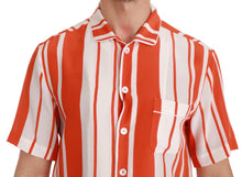 Load image into Gallery viewer, Dolce &amp; Gabbana Elegant Striped Silk Shirt - White &amp; Orange
