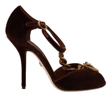 Load image into Gallery viewer, Dolce &amp; Gabbana Elegant Gold Detail Velvet Heels
