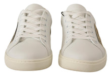 Load image into Gallery viewer, Dolce &amp; Gabbana Elegant White Leather Sneakers with Gold Accents
