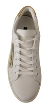 Load image into Gallery viewer, Dolce &amp; Gabbana Elegant White Leather Sneakers with Gold Accents
