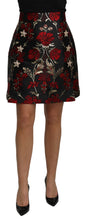 Load image into Gallery viewer, Dolce &amp; Gabbana Black Floral Jacquard High Waist A-line Mini Skirt
