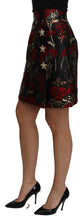 Load image into Gallery viewer, Dolce &amp; Gabbana Black Floral Jacquard High Waist A-line Mini Skirt
