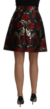 Load image into Gallery viewer, Dolce &amp; Gabbana Black Floral Jacquard High Waist A-line Mini Skirt
