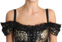 Load image into Gallery viewer, Dolce &amp; Gabbana Elegant Floral Jacquard Blouse with Crystal Details
