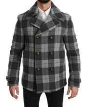 Load image into Gallery viewer, Dolce &amp; Gabbana Elegant Gray Check Double Breasted Coat
