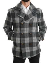 Load image into Gallery viewer, Dolce &amp; Gabbana Elegant Gray Check Double Breasted Coat
