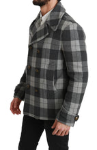 Load image into Gallery viewer, Dolce &amp; Gabbana Elegant Gray Check Double Breasted Coat
