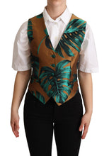 Load image into Gallery viewer, Dolce &amp; Gabbana Green Jacquard Leaf Gold Waistcoat Vest
