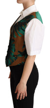 Load image into Gallery viewer, Dolce &amp; Gabbana Green Jacquard Leaf Gold Waistcoat Vest
