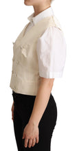 Load image into Gallery viewer, Dolce &amp; Gabbana Beige Silk Blend Sleeveless Vest Luxury Waistcoat
