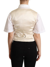 Load image into Gallery viewer, Dolce &amp; Gabbana Beige Silk Blend Sleeveless Vest Luxury Waistcoat
