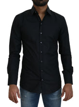 Load image into Gallery viewer, Dolce &amp; Gabbana Black Cotton Slim Fit Dress Shirt
