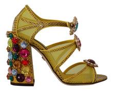 Load image into Gallery viewer, Dolce &amp; Gabbana Stunning Crystal-Embellished Yellow Leather Sandals

