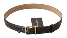 Load image into Gallery viewer, Dolce &amp; Gabbana Elegant Black Leather Belt with Engraved Buckle
