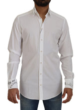 Load image into Gallery viewer, Dolce &amp; Gabbana White Printed Cotton SlimFit Dress GOLD Shirt
