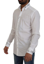 Load image into Gallery viewer, Dolce &amp; Gabbana White Printed Cotton SlimFit Dress GOLD Shirt
