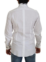 Load image into Gallery viewer, Dolce &amp; Gabbana White Printed Cotton SlimFit Dress GOLD Shirt
