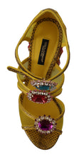Load image into Gallery viewer, Dolce &amp; Gabbana Stunning Crystal-Embellished Yellow Leather Sandals
