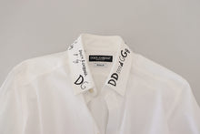 Load image into Gallery viewer, Dolce &amp; Gabbana White Printed Cotton SlimFit Dress GOLD Shirt
