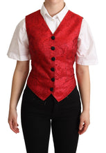 Load image into Gallery viewer, Dolce &amp; Gabbana Red Brocade Leopard Print Waistcoat
