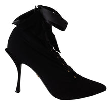 Load image into Gallery viewer, Dolce &amp; Gabbana Elegant Black Ankle Heel Boots with Leather Sole
