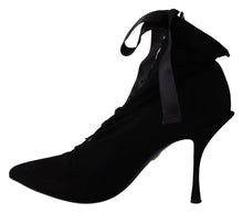 Load image into Gallery viewer, Dolce &amp; Gabbana Elegant Black Ankle Heel Boots with Leather Sole
