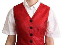 Load image into Gallery viewer, Dolce &amp; Gabbana Red Brocade Leopard Print Waistcoat
