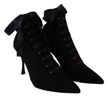 Load image into Gallery viewer, Dolce &amp; Gabbana Elegant Black Ankle Heel Boots with Leather Sole
