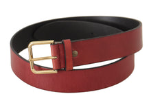 Load image into Gallery viewer, Dolce &amp; Gabbana Elegant Red Leather Belt with Engraved Buckle
