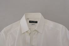 Load image into Gallery viewer, Dolce &amp; Gabbana White Cotton Slim Fit Formal Dress GOLD Shirt
