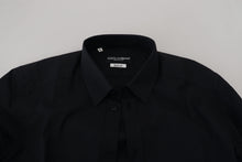 Load image into Gallery viewer, Dolce &amp; Gabbana Black Cotton Slim Fit Formal Dress GOLD Shirt
