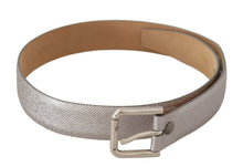 Load image into Gallery viewer, Dolce &amp; Gabbana Elegant Silver Leather Belt with Engraved Buckle
