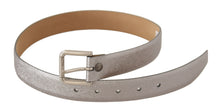 Load image into Gallery viewer, Dolce &amp; Gabbana Elegant Silver Leather Belt with Engraved Buckle
