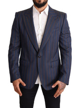 Load image into Gallery viewer, Dolce &amp; Gabbana Elegant Slim Fit Blue Striped Wool Blazer
