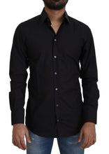 Load image into Gallery viewer, Dolce &amp; Gabbana Black Cotton Slim Fit Formal Dress GOLD Shirt
