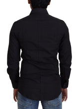 Load image into Gallery viewer, Dolce &amp; Gabbana Black Cotton Slim Fit Formal Dress GOLD Shirt
