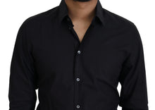 Load image into Gallery viewer, Dolce &amp; Gabbana Black Cotton Slim Fit Formal Dress GOLD Shirt
