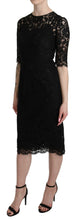 Load image into Gallery viewer, Dolce &amp; Gabbana Black Floral Lace Sheath Knee Length Dress
