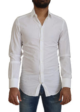 Load image into Gallery viewer, Dolce &amp; Gabbana White Cotton Slim Fit Formal Dress GOLD Shirt
