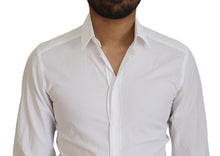 Load image into Gallery viewer, Dolce &amp; Gabbana White Cotton Slim Fit Formal Dress GOLD Shirt
