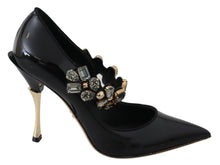 Load image into Gallery viewer, Dolce &amp; Gabbana Elegant Black Leather Crystal Pumps
