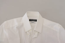 Load image into Gallery viewer, Dolce &amp; Gabbana White Cotton Slim Fit Formal Dress GOLD Shirt
