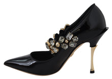 Load image into Gallery viewer, Dolce &amp; Gabbana Elegant Black Leather Crystal Pumps
