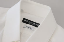 Load image into Gallery viewer, Dolce &amp; Gabbana White Cotton Slim Fit Formal Dress GOLD Shirt
