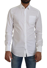 Load image into Gallery viewer, Dolce &amp; Gabbana White Cotton Slim Fit Formal Dress GOLD Shirt
