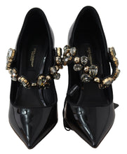 Load image into Gallery viewer, Dolce &amp; Gabbana Elegant Black Leather Crystal Pumps
