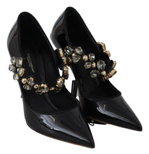 Load image into Gallery viewer, Dolce &amp; Gabbana Elegant Black Leather Crystal Pumps
