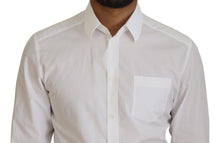 Load image into Gallery viewer, Dolce &amp; Gabbana White Cotton Slim Fit Formal Dress GOLD Shirt
