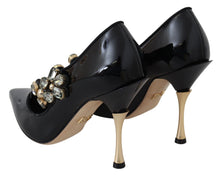 Load image into Gallery viewer, Dolce &amp; Gabbana Elegant Black Leather Crystal Pumps
