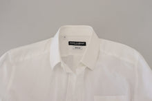 Load image into Gallery viewer, Dolce &amp; Gabbana White Cotton Slim Fit Formal Dress GOLD Shirt
